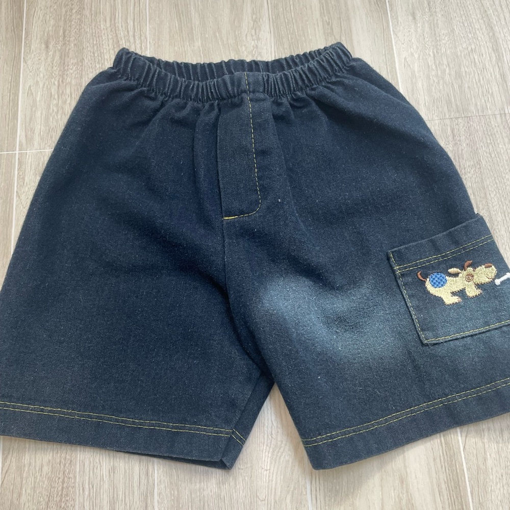 Gymboree Kids Black Shorts with Dog Embroidery